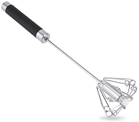 Frusta a Spinta Manuale Semiautomatica, Frusta per uova Manuale In Acciaio Inossidabile, Mescolatore Frusta Rotante Multifunzionale per Frustare, Battere e Mescolare, Regali