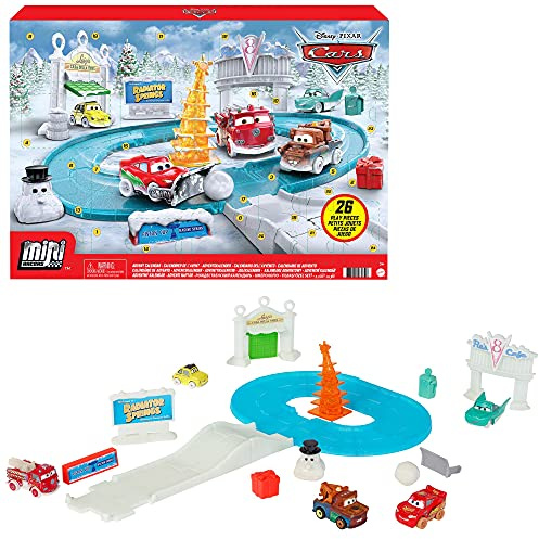 Disney Cars Toys ​Minis Advent Calendar Playset, One a Day Storytelling Racecar Accessories & Surprises, for Kids Age 3 Years and Older