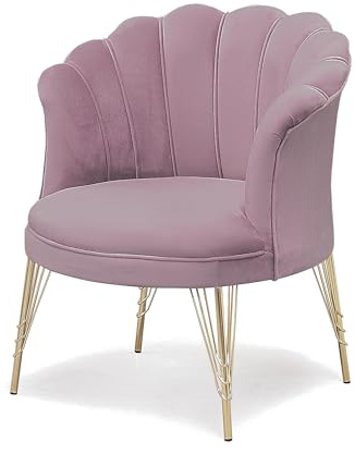 Totò Piccinni Poltroncina PETALO in velluto imbottita gambe in metallo design top (Rosa)