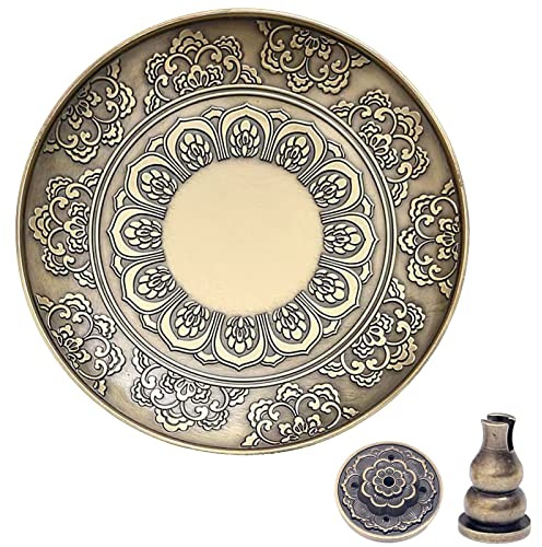 Brass Plate Incense Holder Set- 3 in 1 Incense Burner - for Smudging Bowl, Offering Bowl, Incense Burner Holder, Ash Catcher,Jewelry Dish