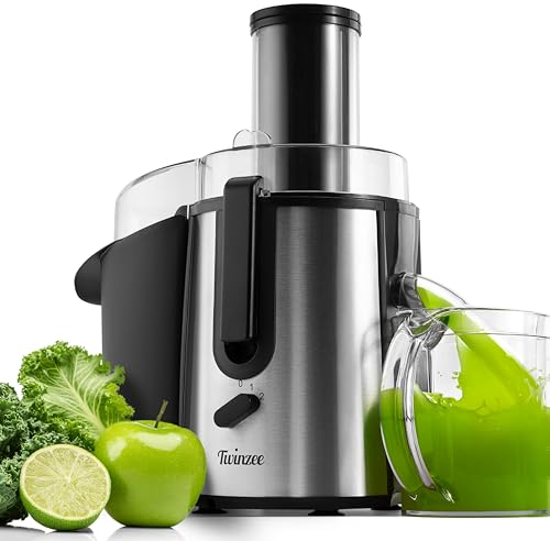 Twinzee 850 W Entsafter für Gemüse und Obst – Elektrische Saftpresse mit 2 Geschwindigkeitsstufen und großem Einfüllschacht (75 mm) – Juicer Machine
