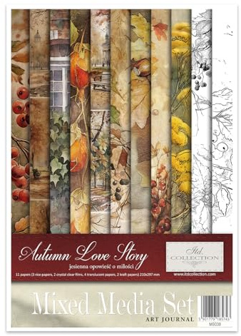 ITD Collection - Reispapier Decopatch - Decoupage Papier - Motivpapier für Serviettentechnik - Rice Paper Sheets - A4 29,7 x 21 cm - Autumn Love Story - RP-064