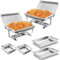 YORKING 9L Chafing Dishes for Buffet, 2 Pack Chafing Dish Buffet Set, Stainless Steel Food Warmers with 2 Full & 2 Half Size Pans Lids Foldable Frames Fuel Holders for Parties Birthday Holiday Events