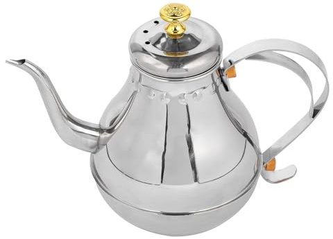 KIUGOP 1. 2L Stainless Steel Teapot Tea Kettle Electric Kettle Retro Water Kettle Coffee Pot for Home Kitchen Induction Gas Stoves Hot Plates,Silver