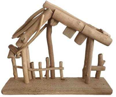 Folpus Weihnachtsdekoration, Krippe, Krippenstall, Holzstall, Ornament für draußen, Weihnachten, Wohnzimmer, Schlafzimmer