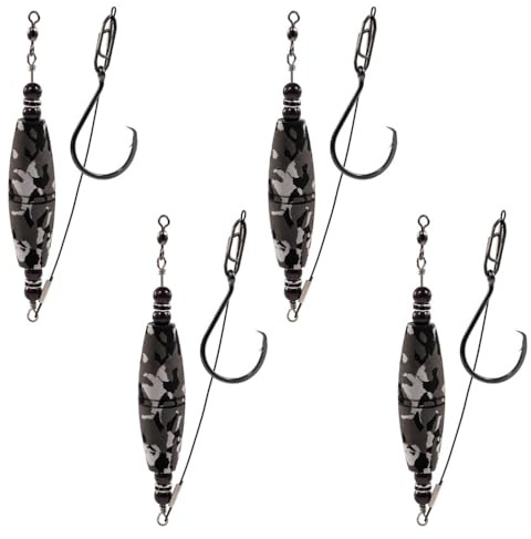 MiOYOOW Wels Rig Posen Set, 4 Stück Wels Angel Vorfach Set, Waller Rig Gerät Welshaken mit Rasseln und Schwimmern zum Welsangeln