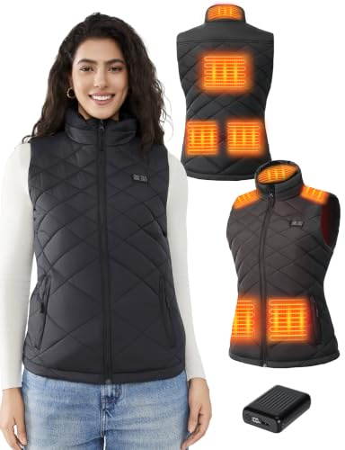 Toastiv Gilet Chauffant Femme avec Batterie 18400mAh 7.4V – Jusqu’à 11h de Chaleur, Lavable en Machine, Veste Chauffante Léger Déperlant pour Hiver