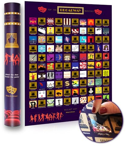 Atlas & Green Top 100 Musicals Poster. Top 100 Poster musicale Scratch Offer 100 poster musicali da grattare