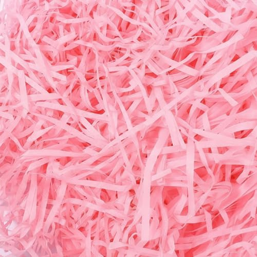 YAZWUR 200 g Raphia de Remplissage, Matériau de Remplissage pour Paniers Cadeaux, Boîtes Cadeaux, Emballage Décoratif pour Paniers et Boîtes de Fête (rose)
