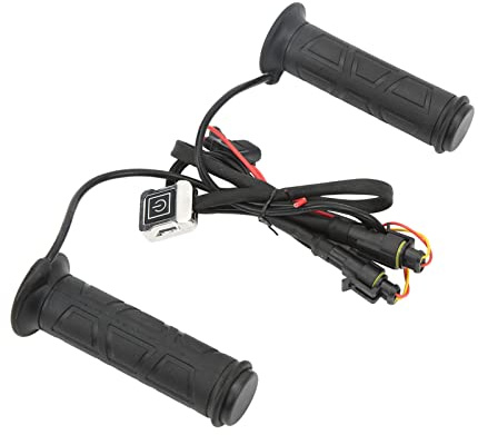 Emoshayoga Empuñaduras Calefactables para Motocicleta ATV 12V, Temperatura Ajustable, Material de Caucho de Nitrilo, Peso 343g
