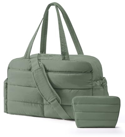 bagsmart 31L Travel Gym Duffle & Wet Pocket, Weekend Overnight Carry on Bag | Overhead Cabin Bag for Women, Holdall with Laptop Compartment, Trolley Sleeve, Puffy Padded