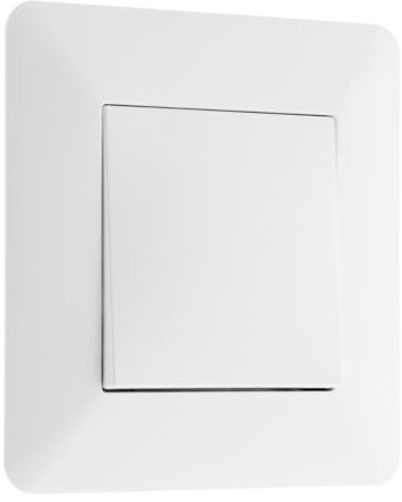 Zenitech - Interrupteur Poussoir 10A - Blanc - Installation Encastrée, Compatible Boîtes d'Encastrement - Design Moderne, Façade Réglable Surfaces Irrégulières - Plaque 86x86mm