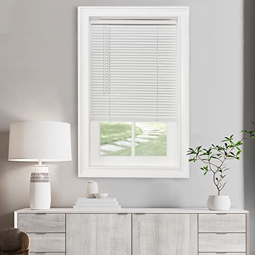 Cordless Light Filtering Mini Blind - 23 Inch Width, 42 Inch Length, 1 Slat Size - Pearl White - Cordless GII Morningstar Horizontal Windows Blinds for Interior by Achim Home Decor