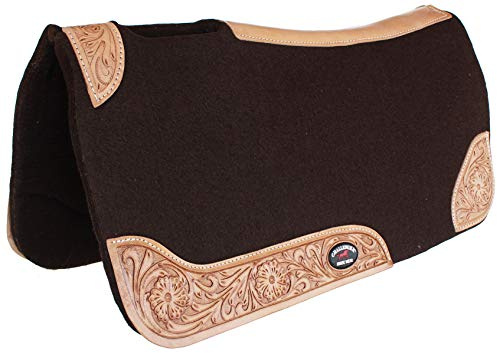 CHALLENGER Horse Saddle PAD Western Contoured Wool Felt Moisture Wicking Brown 39RT03BR
