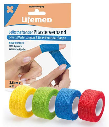 Lifemed Pansement auto-adhésif, 4 m x 2,5 cm, 1 pièce (1 pièce)