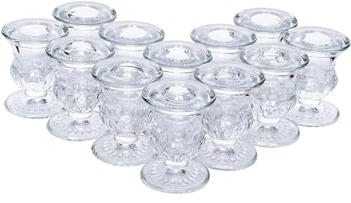 Hosley Set of 24 Glass Taper Candle Holders 2.5 Inches High Ideal Gift for Weddings Party Favor Reiki Meditation O3