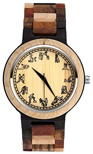 SUPBRO Montre en Bois pour Homme Montre Bois Homme Chronographe Quartz avec Bracelet équipement Minimaliste