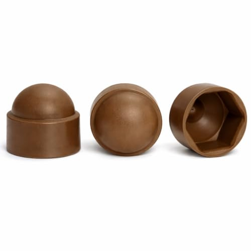 M10 (17mm Wrench) (Pack of 10) Brown Plastic Nut and Bolt Protective Hexagonal Coupling Dome Cover Caps AN283 - A07B/2 M10_10