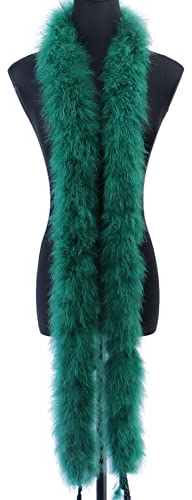 Flauschige Federboa zum Basteln, Federboa,Länge 200cm,Feder-Schal,Turkeyfeder Verkleidungszubehör,Halloween-Handwerk,Hochzeitsdekoration,Federstola Federschal Kostüm Karneval Mottoparty,Dunkelgrün