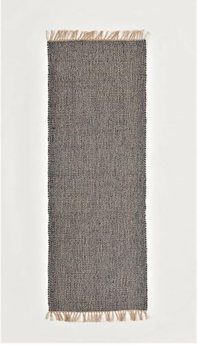 EcoKunst Teppich Jute Dunkelgrau Rechteckig Wohnzimmer| 70 x 200 cm I Modern Handgefertigt 100% Naturfaser Läufer | Boho Deco für Schlafzimmer, Küche, Outdoor, Flur