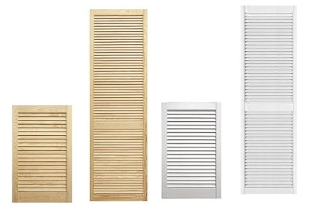 Single Louvre Doors Internal Wooden Door - Traditional and Modern Style - Natural/White Colour - Pine Wood Slatted Panel Design for Cupboard Wardrobe D.I.Y