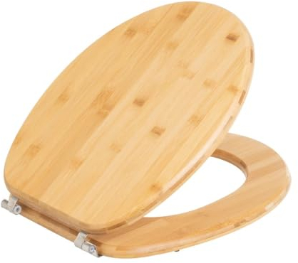 Tapa para WC universal original de madera bambú natural con bisagras de acero inoxidable 34x41 cm