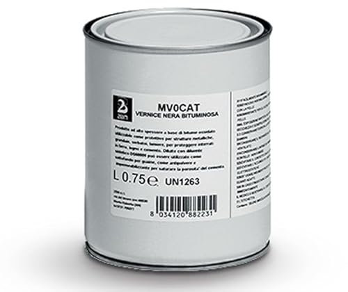2BM Catramina Vernice Nera Bituminosa Impermeabilizzante | guaina liquida sigilla e ripara | protegge ferro, cemento, legno e muri dall'umidità | aiuta adesione impermeabilizzanti | Bottiglia 750 ml
