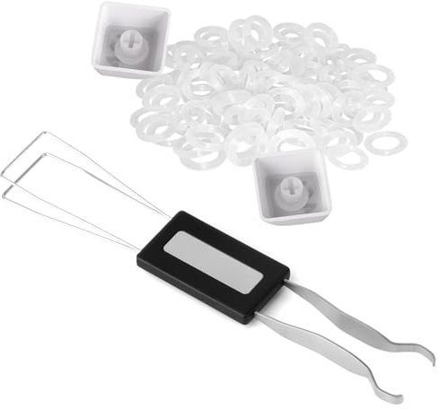 RUNJRX Tastenkappen-Abzieher, Schalterabzieher, Tastenkappen-Entfernungswerkzeug aus Edelstahl mit 200 O-Ring-Tastaturdämpfern für Mx-Switch-Tastaturen, Tasten mechanischer Tastaturen