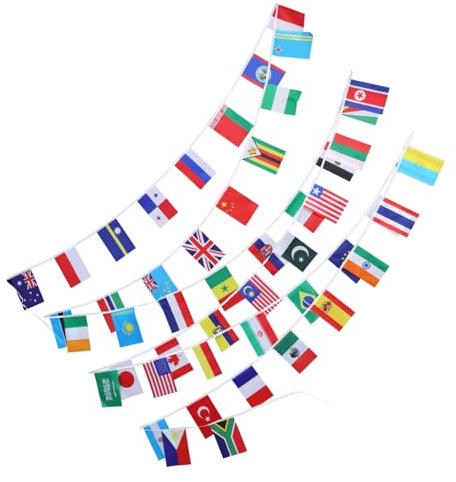 OKUMEYR Banner Mit Länderflaggen Aus Polyester Hängendes Banner Für Veranstaltungen Dekorative Flaggenkette Leicht Und Langlebig Für Haus Und Garten