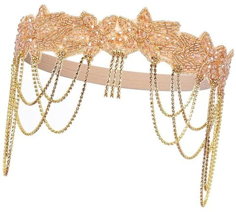 Élégant serre-tête à franges en cristal pour bal masqué, fête des années 1920