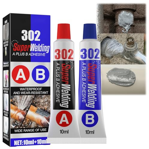 Industrial Strength AB Metal Glue - Epoxy Metal Glue, Waterproof, Heat Resistant, Stainless Steel & Chemical Weld - Super Cement for All-Purpose Metallic Bonding