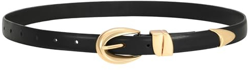 Vonmelli Cintura da Donna in Pelle Skinny per Jeans, Pantaloni, Abiti, Moda, Cintura Stretta da Donna con Fibbia in Oro, Cintura Sottile, Passform Taillenumfang 91cm-100cm