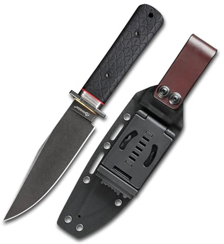SDOKEDC Jagdmesser mit Feststehender Klinge – Outdoor Messer für Männer, EDC, Camping, Angeln & Bushcraft, DC53 Stahl G10 Griff (Schwarze Steinwäsche)