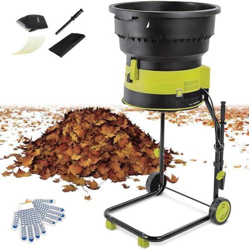 Gvqng Trituradora EléCtrica Sin Cuchillas, Trituradora De Hojas con Ruedas Y Bolsa De Almacenamiento, Tolva De 54 Cm De Ancho, Trituradora De Compost Y Hojas,A,40m xpowercord