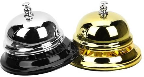 ULTECHNOVO 2 Campanas de Llamada de Metal para Restaurante y Mesas de Comida, Resistentes y Llamativas, Accesorio Adecuado para Llamar al Servicio y Juegos