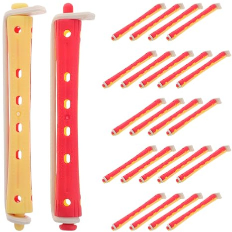 HEANUJJ Varillas de Plástico Ondas Frías Juego de 24 para Rizar Cabello Fáciles de Usar y Distribución Uniforme del Calor para Uso en Salón Casa