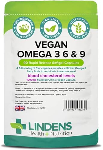 Lindens végétarien Omega 3 6 9 Huile de lin 3-PACQUET 270 gélules 1000mg de graines de lin