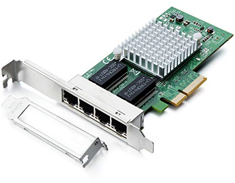 H!Fiber.com 1.25G NIC,Quad RJ45 Ports,Ethernet Netzwerk-Karte,1.25GbE CNA,SPEC Equal zu I350-T4,mit Intel I350 Chip,Unterstützung Windows Server/Linux/VMware (Nicht Unterstützung X11, MAC)