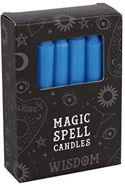Grindstore Magic Spell-Wisdom Set of 12 Blue Candles 10cm, 10.3 x 7.3 x 2.5 cms