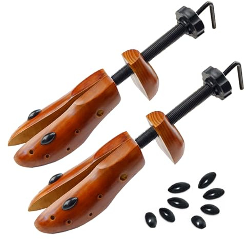 Echodo 2 Way Shoe Trees For Men Wooden Shoe Stretcher Adjustable Unisex Shaper Large Size for Men and Women, Wood Shaper Women's Size 10 to 13.5 Man's Size 9 to 13