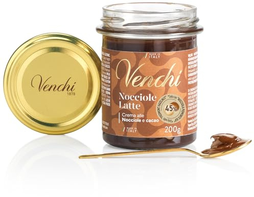 Venchi - Crema para Untar de Chocolate con Leche y Avellanas del Piamonte IGP (45%), 200 g - Sin Gluten