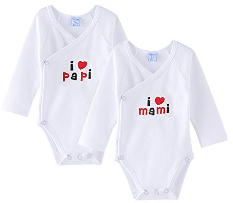 AMOMÍ Body Manga Larga para Niño Niña Unisex Bodys Cruzados y Personalizados Bebés Invierno Pack de 2 Pcs Ropa Bebé Bodies Originales Regalos Graciosos para Recién nacidos 1-24 Meses 100% Algodón