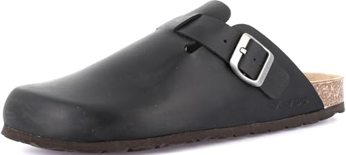 Grunland Roby CB7034 Men's Sabot Mules, Leather Sandals Made in Italy... (Black, us_Footwear_Size_System, Adult, Men, Numeric, Medium, Numeric_9)