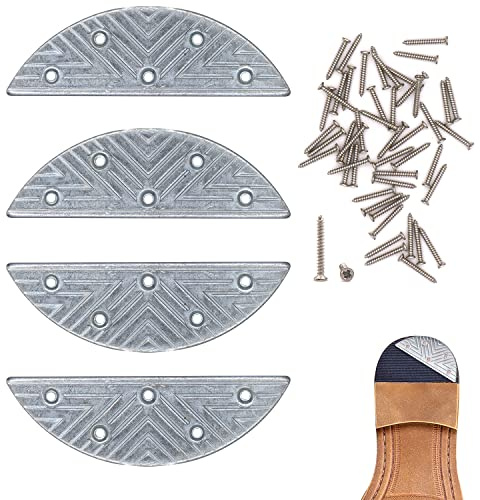 GGOUPTY Zapatos de metal Talón placas 2 pares de almohadillas de reparación de suela de talón con tornillo clavos talón de repuesto para botas y zapatos, Divisor, Medium