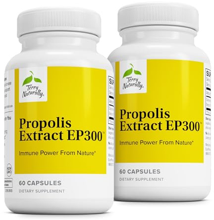 Terry Naturally Propolis Extract EP300 - 60 Capsules, Pack of 2 - Supports Immune System, Upper Respiratory & Children’s Ear Health - Non-GMO, Gluten Free - 120 Total Servings