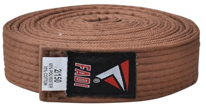 Fadi Sports Martial Arts Belt for Karate, Judo, Aikido and Taekwondo - Durable Cotton-Polyester Blend for Adults and Kids (Brown, 1)