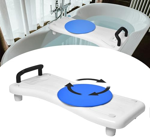 ACXIN Planche de Bain pour Personnes âgées, avec Porte-Savon et poignée, pour Baignoire, 41 à 63 cm, réglable, avec Plaque tournante, Charge maximale : 150 kg