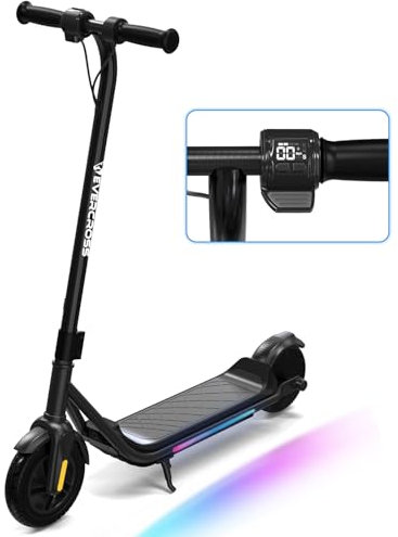 EVERCROSS E6 Elektroroller für Kinder, 7 Leichter E-Scooter für 6-12 Jahre, Elektroscooter mit Einer Reichweite von bis zu 20 km und 7-farbigen Lichtern, 3 Geschwindigkeitsmodi (8, 12, 16 km/h)