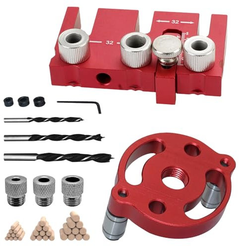 Set de Plaques Auxiliaires de Positionnement 3 en 1, Avec Douille de Perçage 6/8/10 mm, Gabarit de Percage Aluminium, Positionnement Précis, Convient pour Le Travail du Bois Perçage (Taille moyenne)