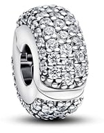 PANDORA Moments Pavé Clip-Charm aus Sterling Silber mit Zirkonia, Kompatibel Moments, 794032C01
